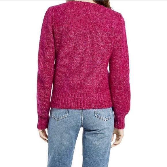 NWT Z Supply Annie Puff Sleeve Crew Neck Sweater Womens size L in Jewel Pink - Picture 3 of 12